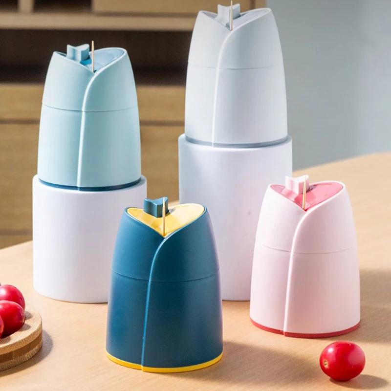 Creative plastic toothpick cartridge portable automatic pressing toothpick box household living room toothpick bottl